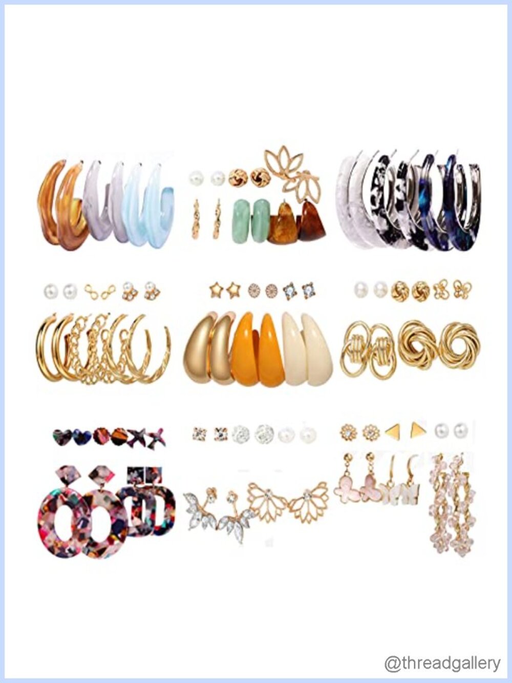 45 Pairs Gold Earrings Set for Women Drop Dangle Hoop Pearl Studs Hypoallergenic